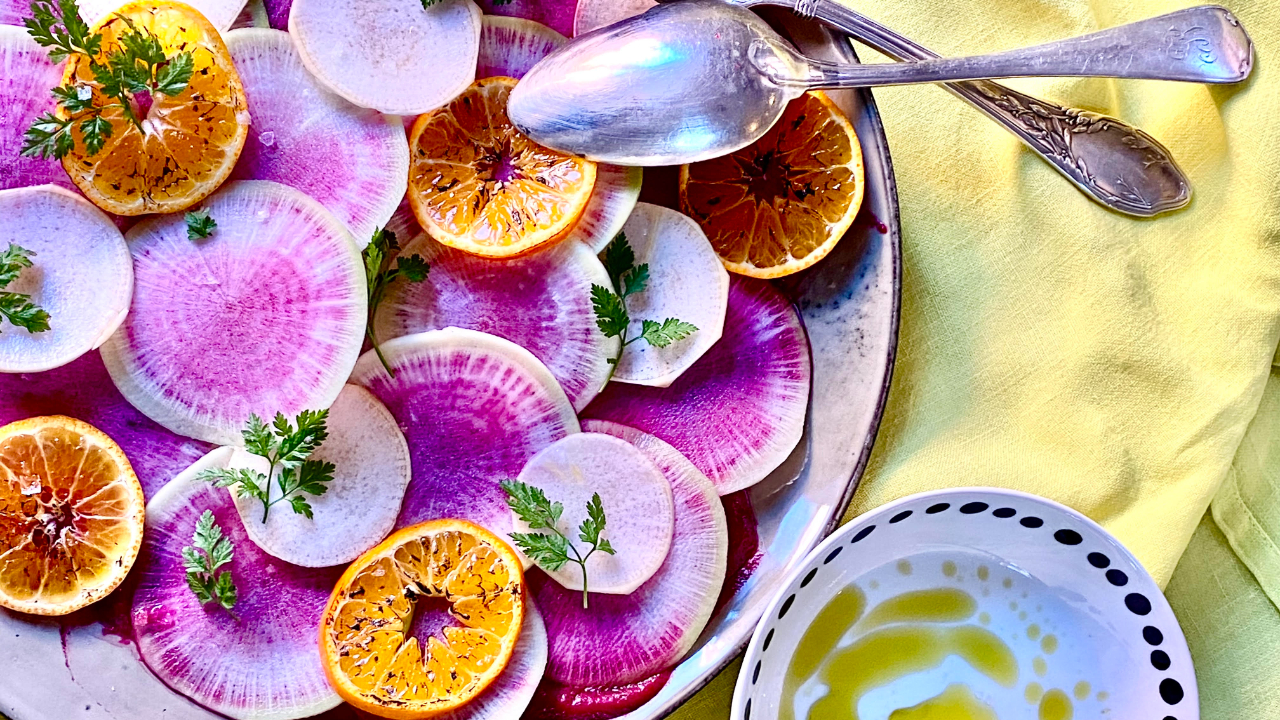 La Recette De Davia : Le Carpaccio De Légumes Et Fruits D’hiver